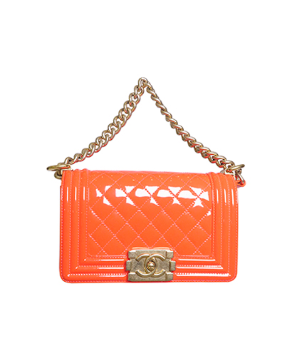 Small Boy Bag, &pound;2,075, Handbags, Orange, Patent Leather, Front view